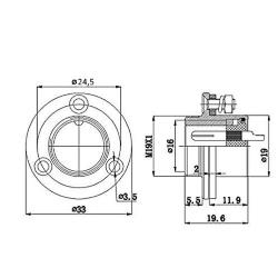 Connector GX20 12pin M flange for housing
